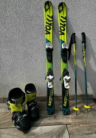 Detské lyže Volkl 120 + palice+ lyžiarky Rossignol