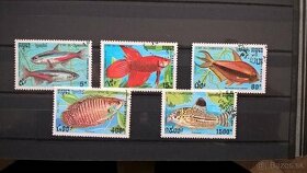 Poštové známky č.90 - Kambodža - ryby kompletná