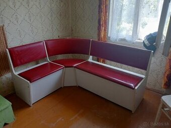 Kuchynská rohová lavica retro, červená