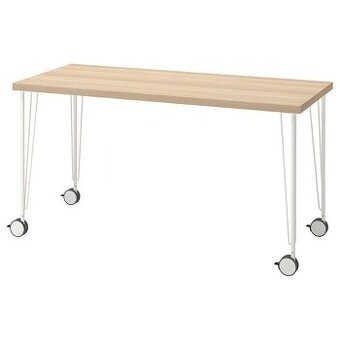 Stôl Ikea Lagkapten (dub) 140 x 60 + nohy Ikea Krille biele