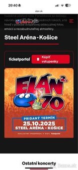 Predám lístok na Elán Košíce