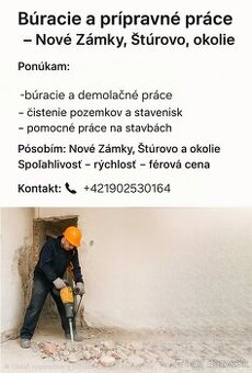 Búracie a prípravné práce - Nové Zámky, Štúrovo, okolie