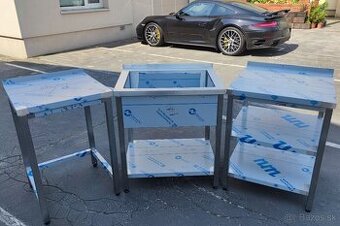 Nerezový gastro drez s policou, umývacie stoly, dvojdrez