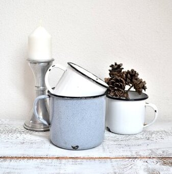 Staré,smaltované hrnčeky