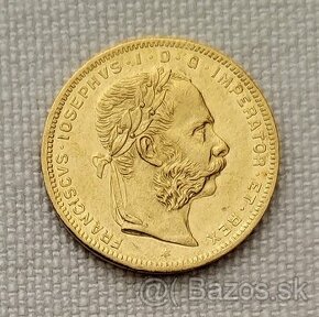Zlatý rakúsky 8 zlatník FJI 1880 bz, lepší ročník