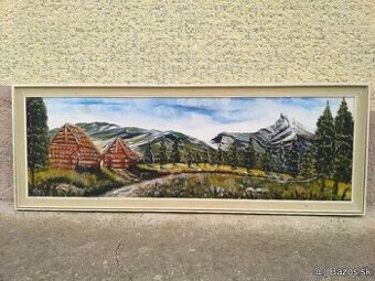 Velky obraz Tatry, olejomalba, 172x63cm