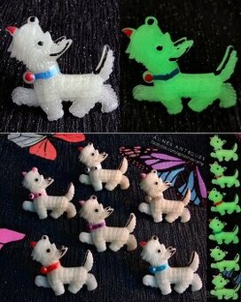 Brošňa fosforový pes teriér - svietiaci