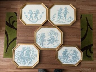 5x vyšívané obrázky (ručná práca), krížiková výšivka - 1