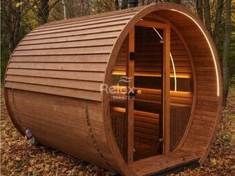 Finská sudová sauna 2,6 m - termo dřevo pro 6 osob