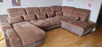 veľká kožená pohovka; tvar U; s úložným priestorom; s príste