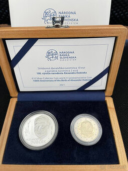 2€ + 10€ Dubček 2021 dvojička proof v dreve