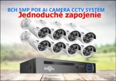 Kamerový systém HISEEU 8x IP kamera 5MP+8ch rekordér LAN POE - 1