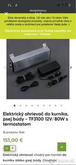 Elektrický ohrievač vhodný do kurníku alebo psej búdy