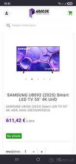 SAMSUNG SMART TV 139 CM NOVÁ NEROZBALENÁ ZÁRUKA