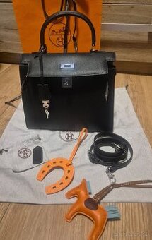 Nová Hermes Kelly 28 silver hardware epsom koža čierna