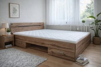 Manželská postel 160x200 s úložným prostorem. Dub wotan