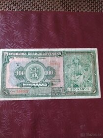 VZÁCNÁ BANKOVKA 100 KČ 1920, JEDNOPÍSMENKOVÁ, NEPERFOROVANÁ