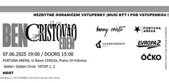 Ben Cristovao 2 lístky Golden Circle