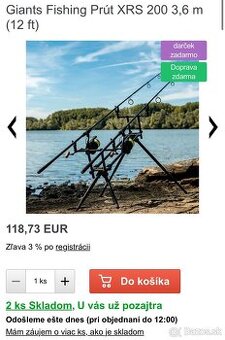 Predám udicu Giants Fishing XRS 200, 3,6 m (12 ft)