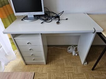 Písací stôl - biely so zásuvkami