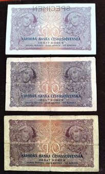 ČESKOSLOVENSKÉ BANKOVKY: PRVÁ REPUBLIKA-10-KORÚN-1927