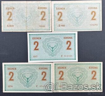 Bankovky Rakúsko-Uhorsko 2 Korona 1914 A,B,C