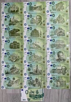 MEMO 0 eur bankovky - kompletná zbierka rovnaké čísla