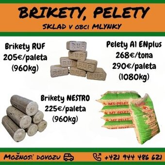 BRIKETY, PELETY, PALIVOVÉ DREVO - Mlynky