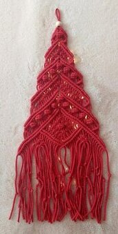 macrame vianočný stromček červeno-zlatý