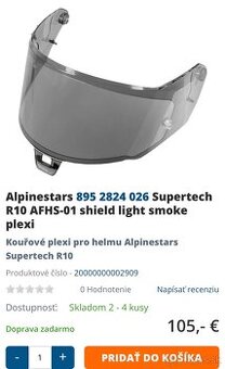 Plexisklo na prilbu alpinestars supertech R10