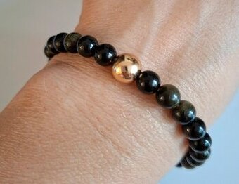 Náramok zo 6mm obsidiánu