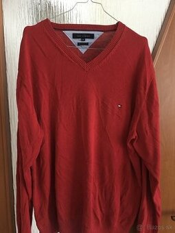 TOMMY HILFIGER originál red pánsky sveter XL