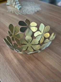 Dekoračna nadoba miska/svietnik na sviecku v skle-zlata