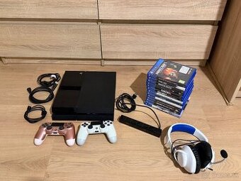 PS4 FAT 500GB , 2x ovládač , hry , PS4 kamera a slúchadlá