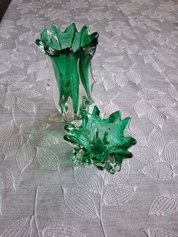 hutné sklo,váza ,popolník