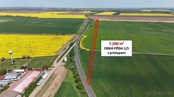 Blatné – 7.200 m2 ORNÁ PÔDA 1/1 s prístupom od cesty