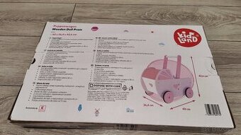 Drevený hlboký kočík pre bábiku Playtive 26 x 40 x 42 cm