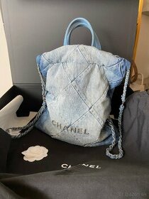 Denim kabelka/batůžek Chanel, stříbrný hardware