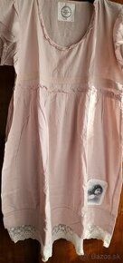 Vintage, letné púdrovo ružové šaty, XL