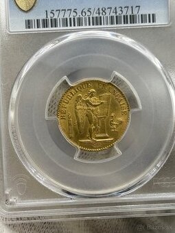 Chyborazba 20 frankov 1877 A Anjel Investične zlato