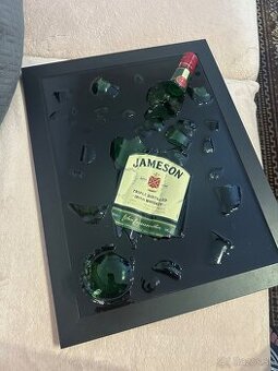 🥃 Ručne vyrábaný obraz z rozbitej fľaše Jameson – origin