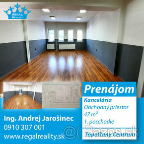 Kancelária/ Obchodné priestory č. 2, 47 m2, Topoľčany