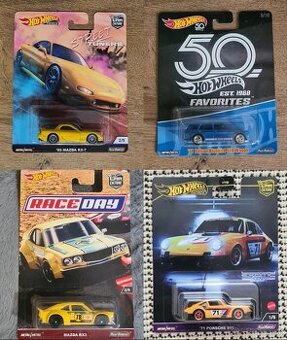 Hot Wheels premium modely Mazda, Datsun, Porsche