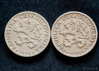 2 x Koruna 1929 a 1930 krásny zberateľský stav