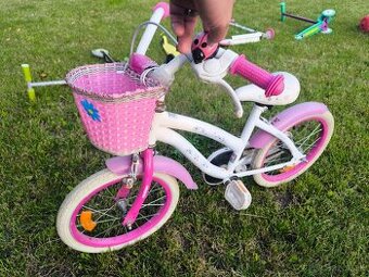Detský dievčenský bicykel 12" s košíkom a zvončekom
