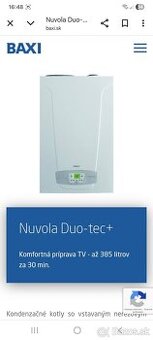 Nový kotol Baxi Nuvola Duo-tec+16 GA + radiator Korado