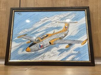 Ručne maľovaný obraz stíhačky