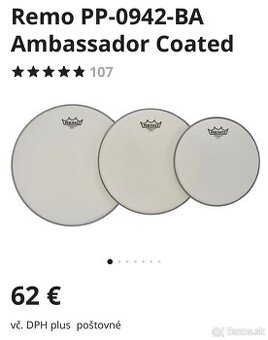 REMO Ambasador Coated +8” blana nová