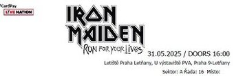 IRON MAIDEN 31.05.2025 PRAHA - 2 Listky