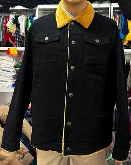 Čierna bunda/sako s umelou kožišinkou, v.L/XL